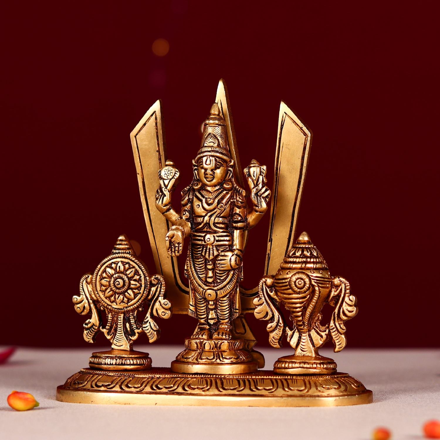 Brass Tirupati Balaji With Shankha Chakra And Namah
