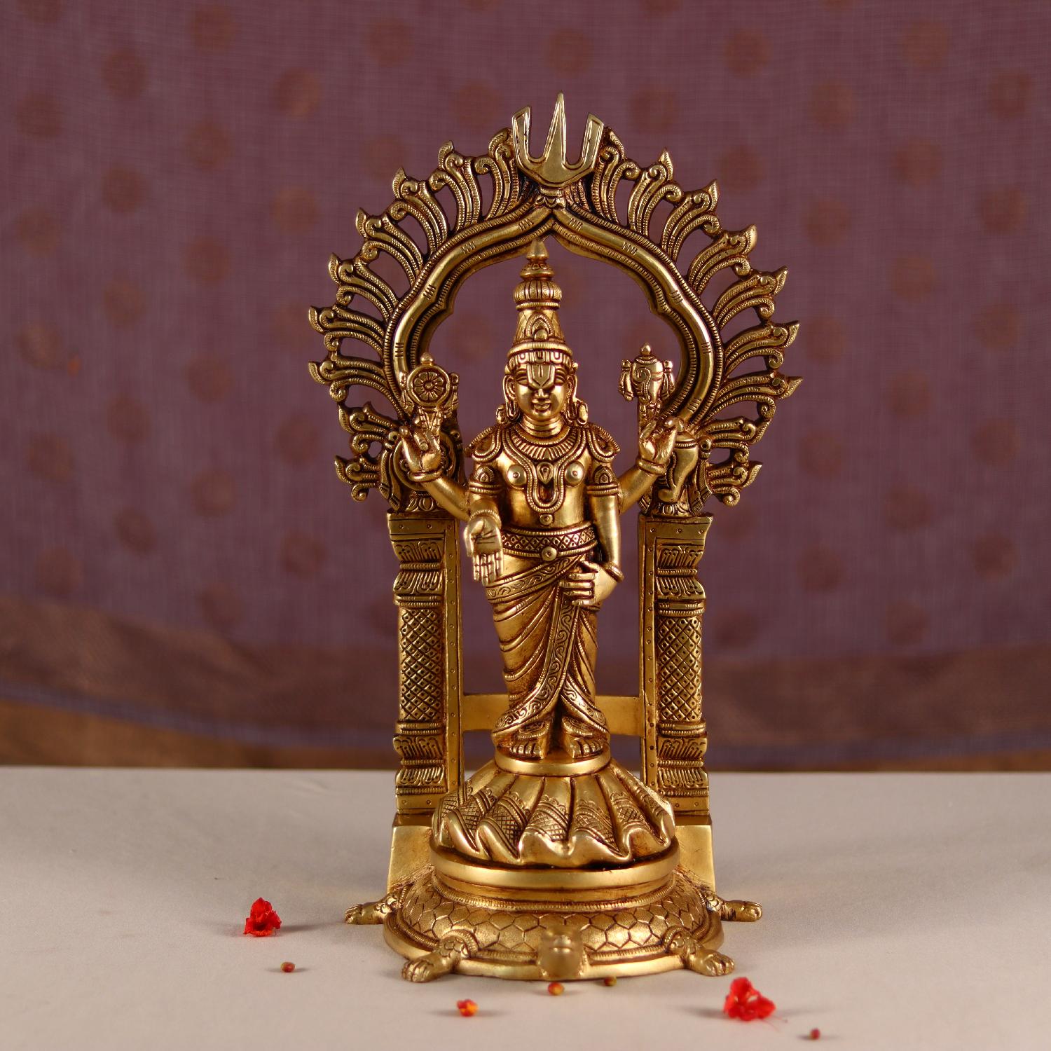 Brass Tirupati Balaji Venkateswara Idol On Tortoise