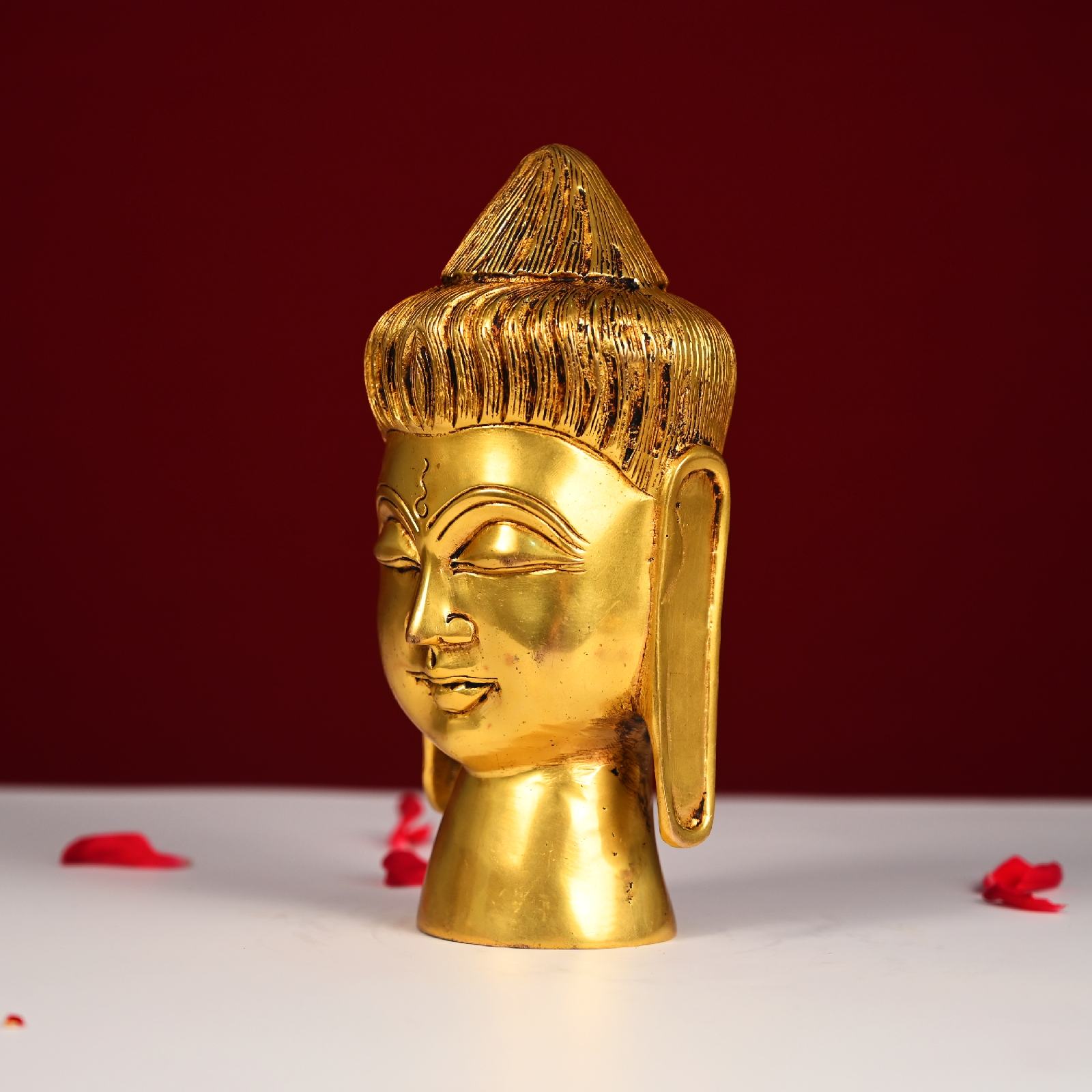 Golden Color Brass Buddha Head Statue