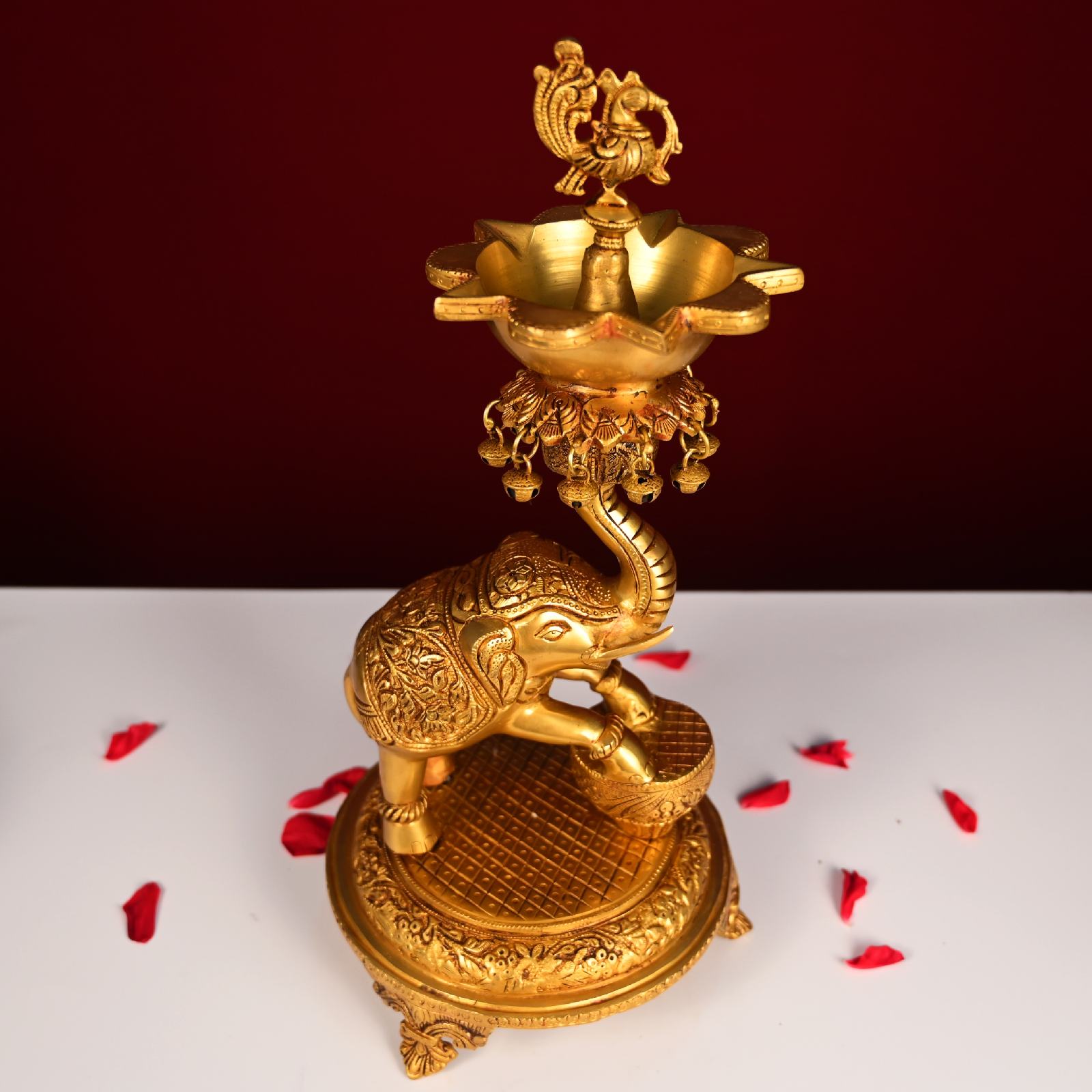 Brass Elephant Peacock Diya