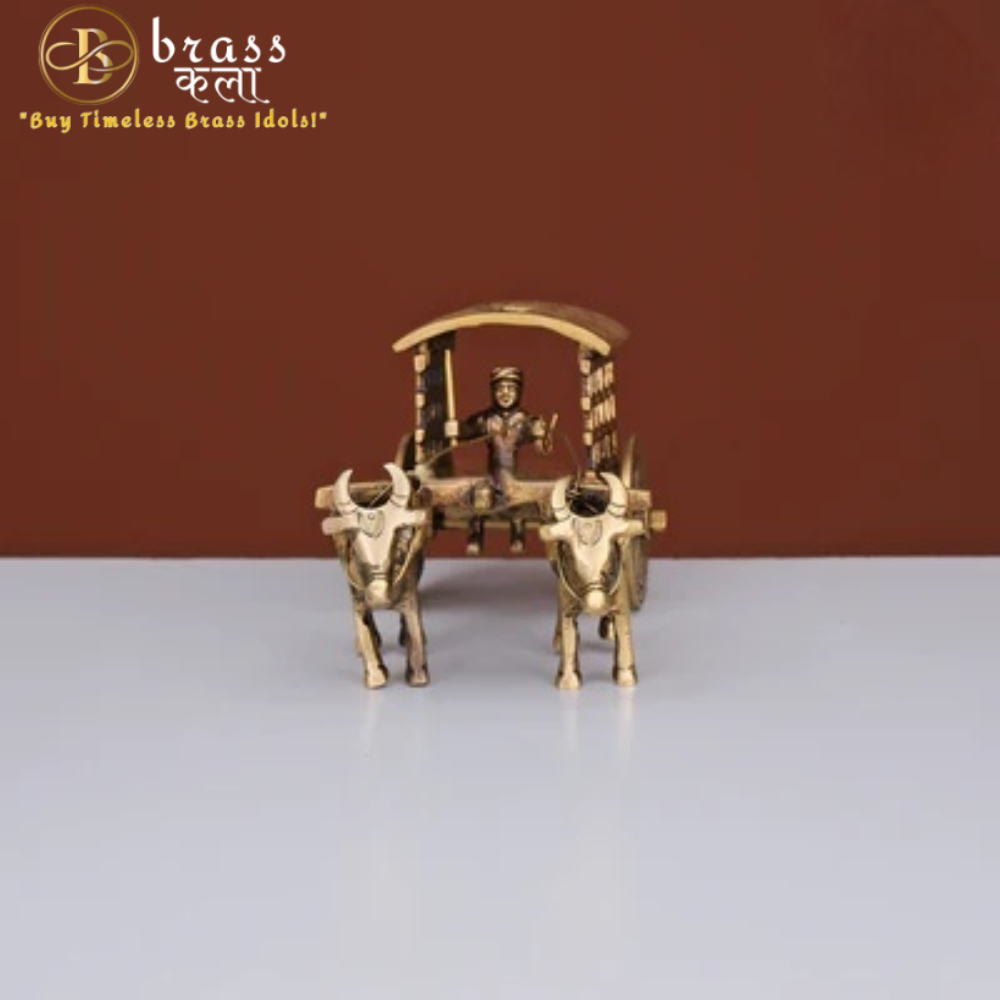 Brass Vintage Bullock Cart Showpiece