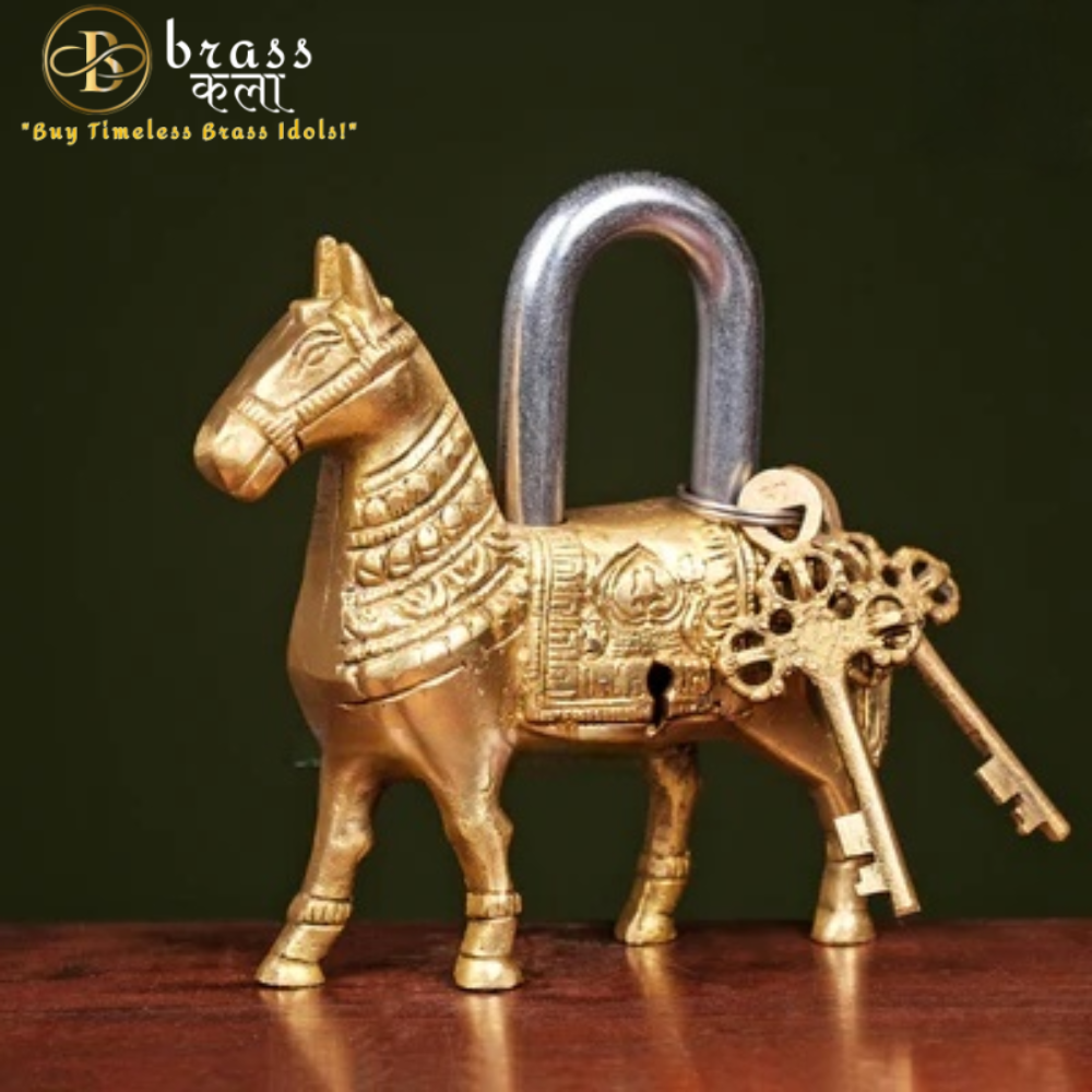 Brass Horse Lock with keys