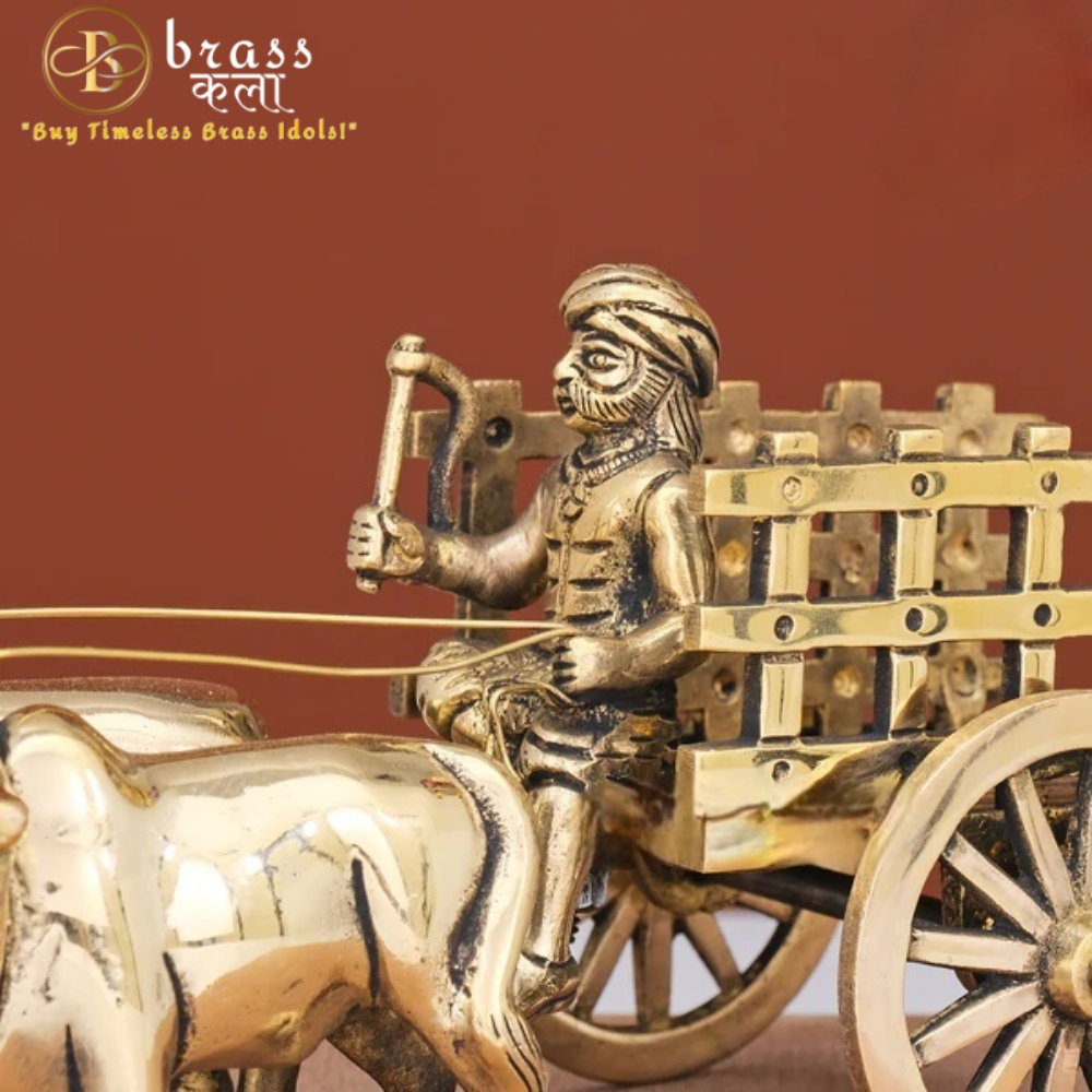 Brass Rural Bullock Cart Showpiece