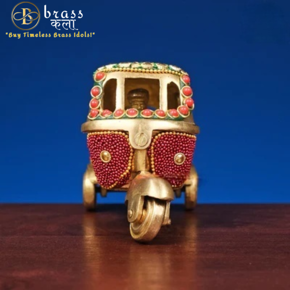 Decorative Brass Auto Rickshaw with Inlay Work
