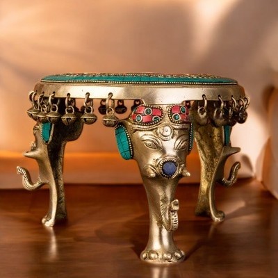 Brass Ethnic Design Chowki Pooja Mandir Stand