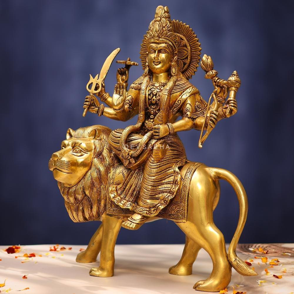 Brass Durga Idol Beautiful Hindu Goddess Statue For Decor