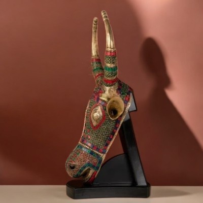 Nandi Mask with Stonework in Brass