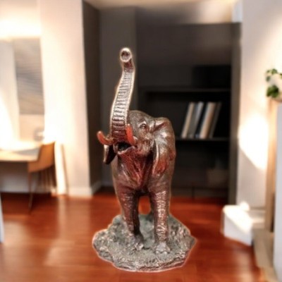 Bonded Bronze Elephant Trunk Up Showpiece