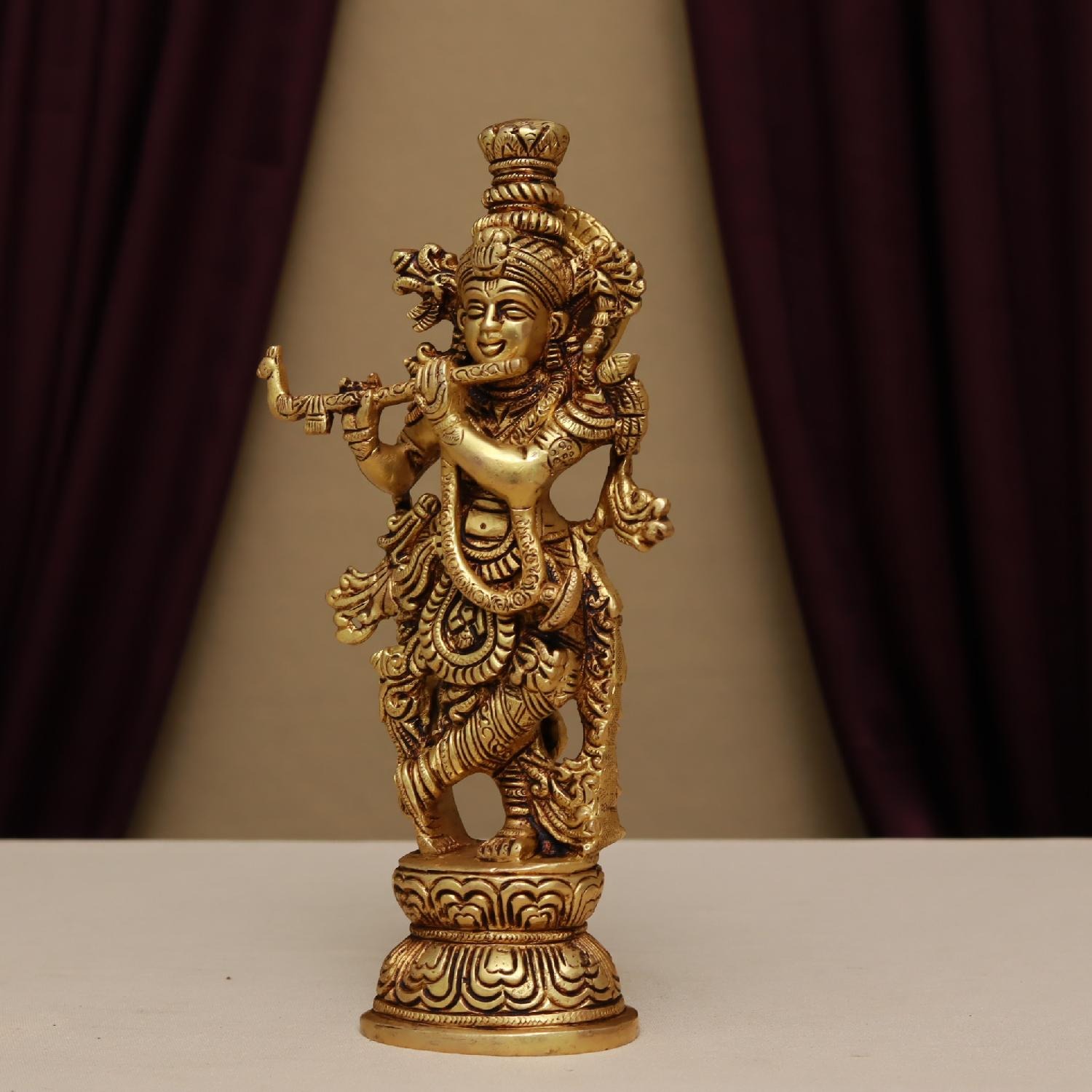 Brass Lord Krishna Idol