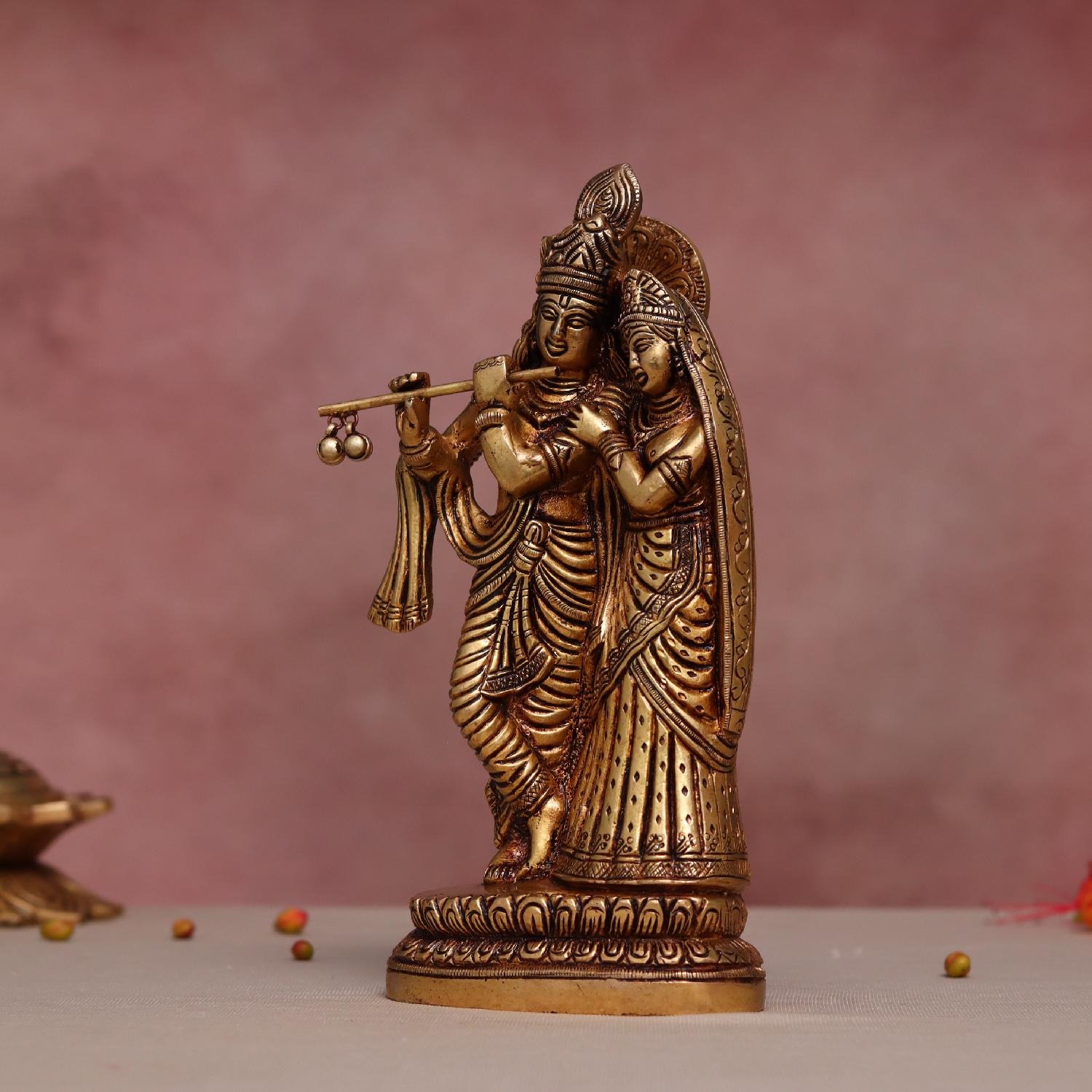Brass Radha Krishna Statue