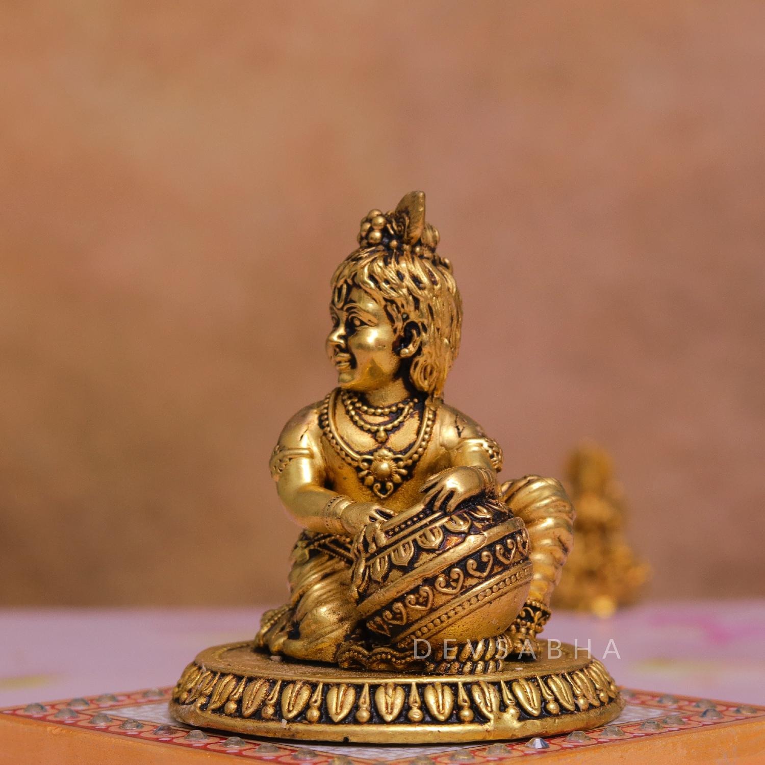 Super Fine Brass Makhan Krishna Statue