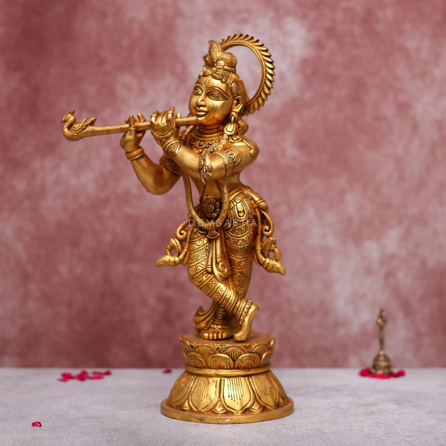 Brass Krishna Idol Stading
