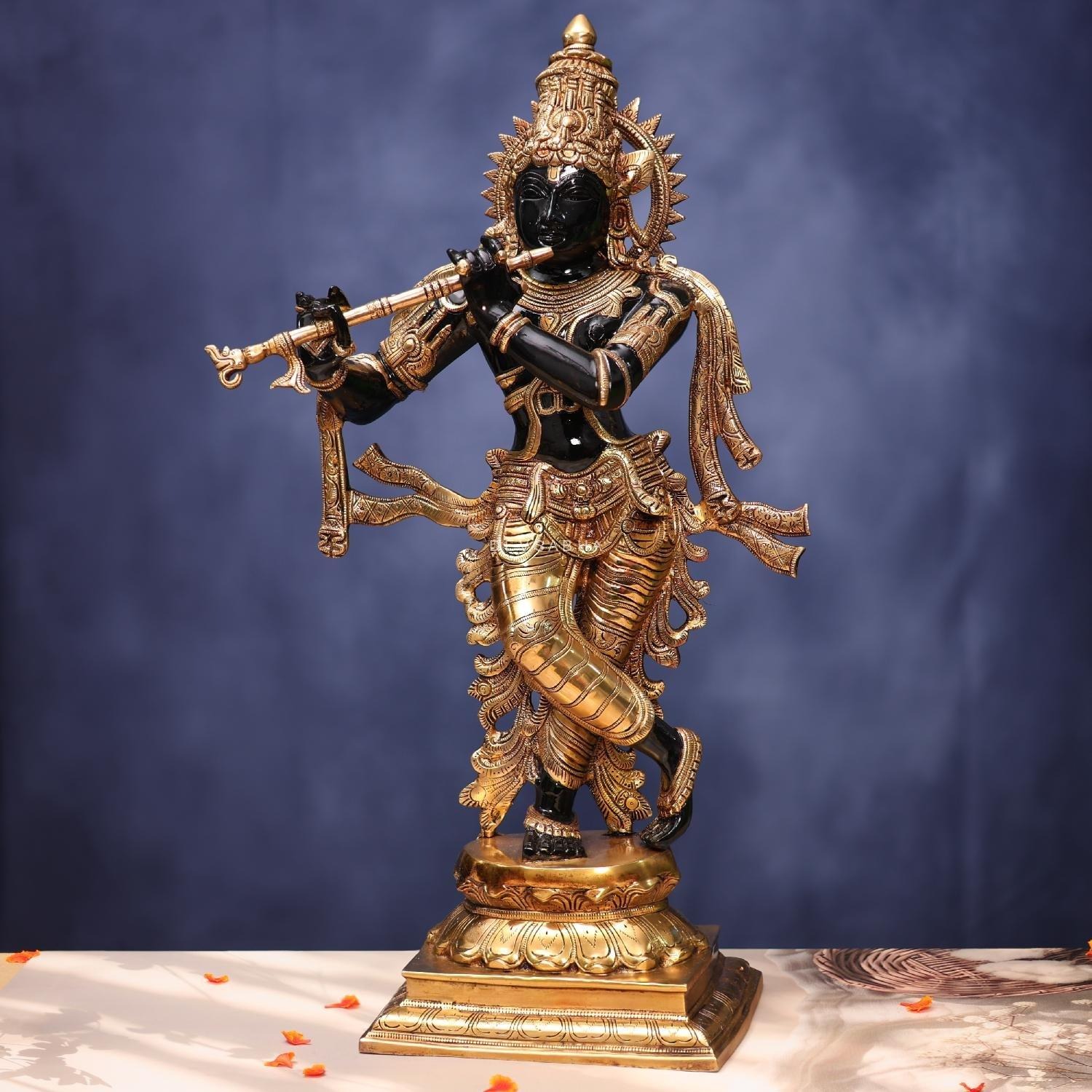 Brass Black Krishna Idol