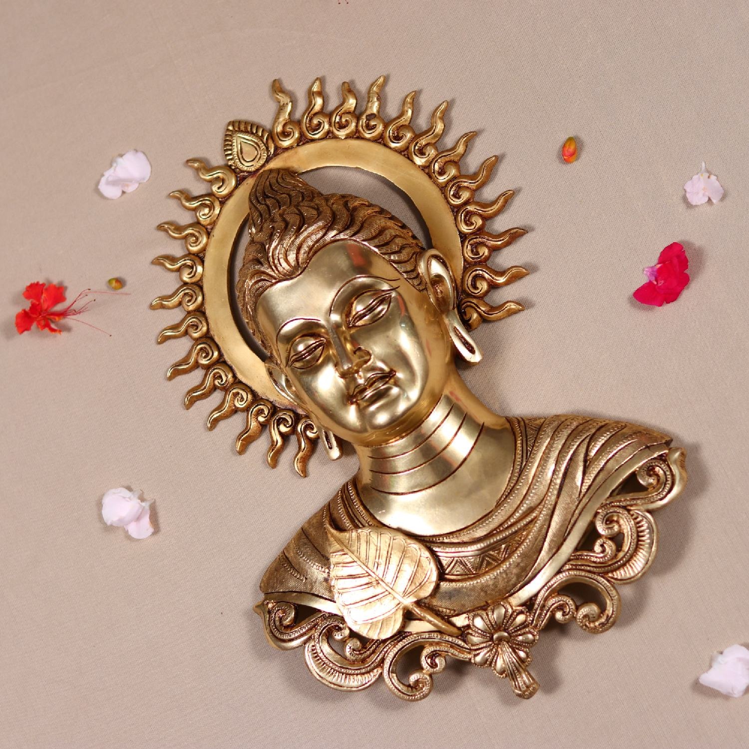 Brass Lord Buddha Bust Wall Hanging