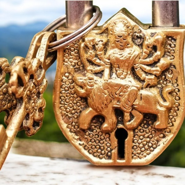 Brass Goddess Durga Lock with keys