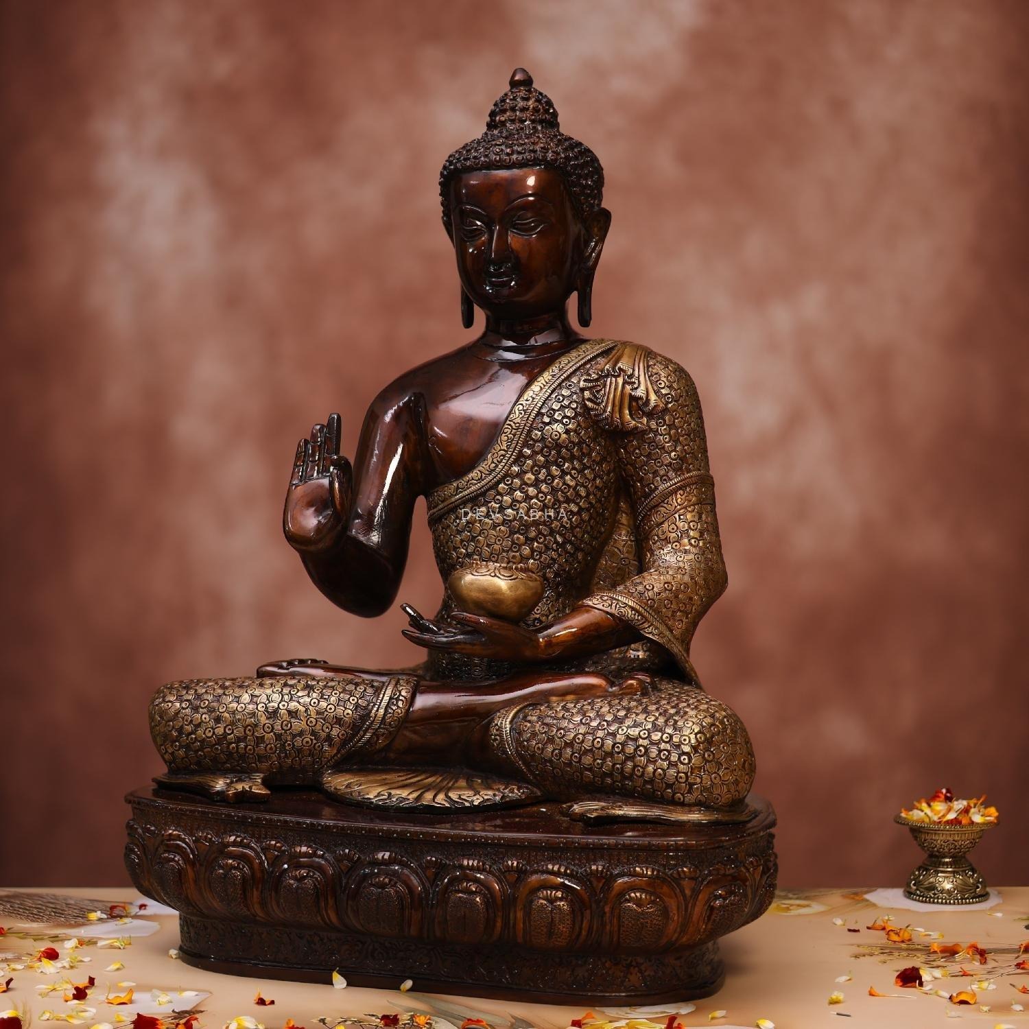 Brass Antique Finish Buddha Statue