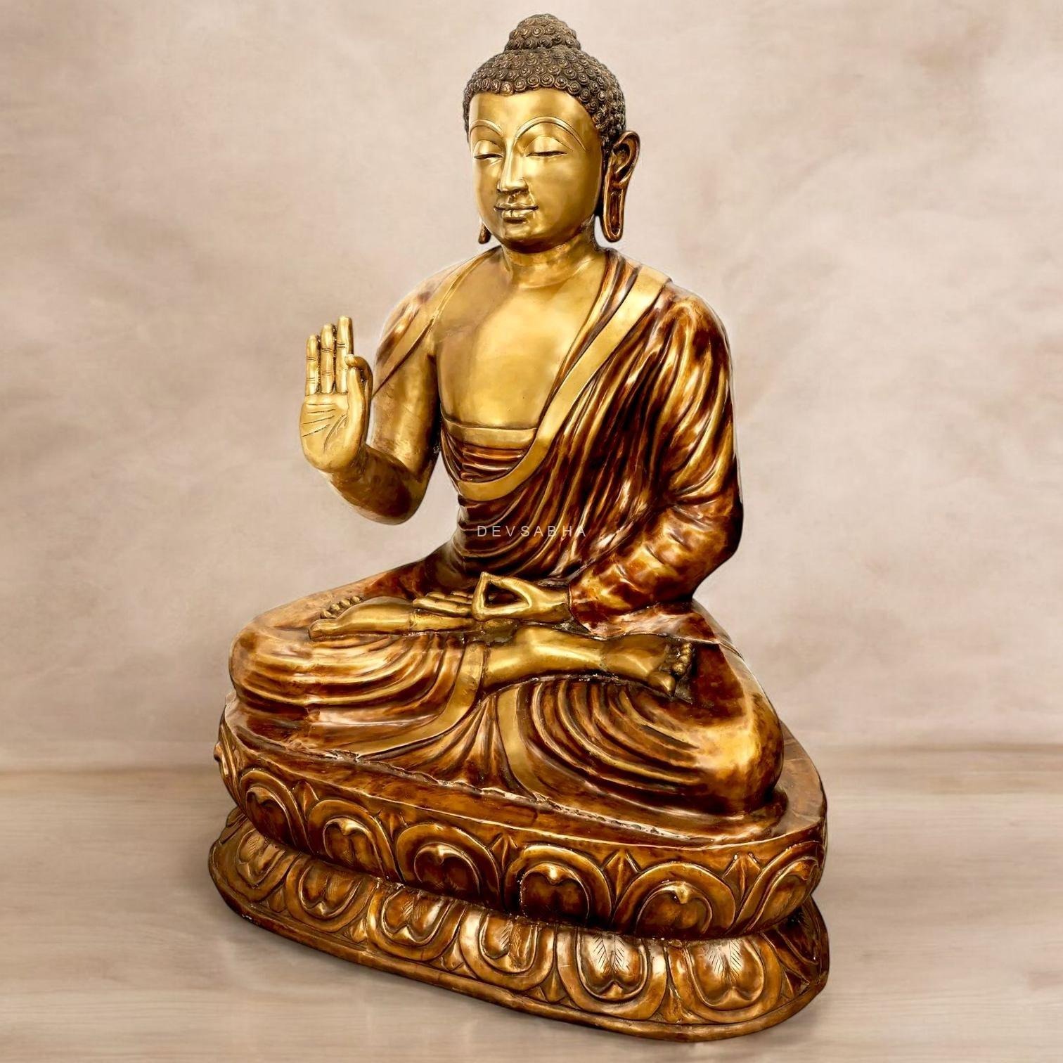 Handmade Buddha In Vitarka Mudra Brass Statue