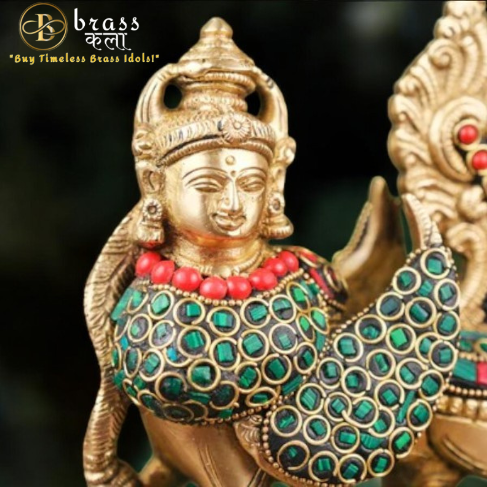 Brass Cow and Calf Figurine Kamdhenu Statue