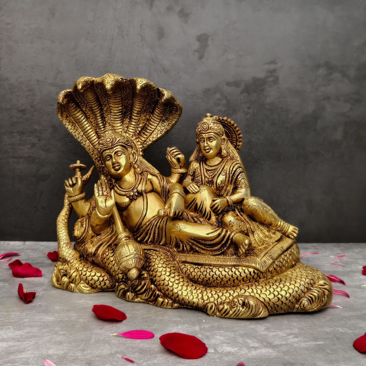 Brass Vishnu Laxmi On Shesnag