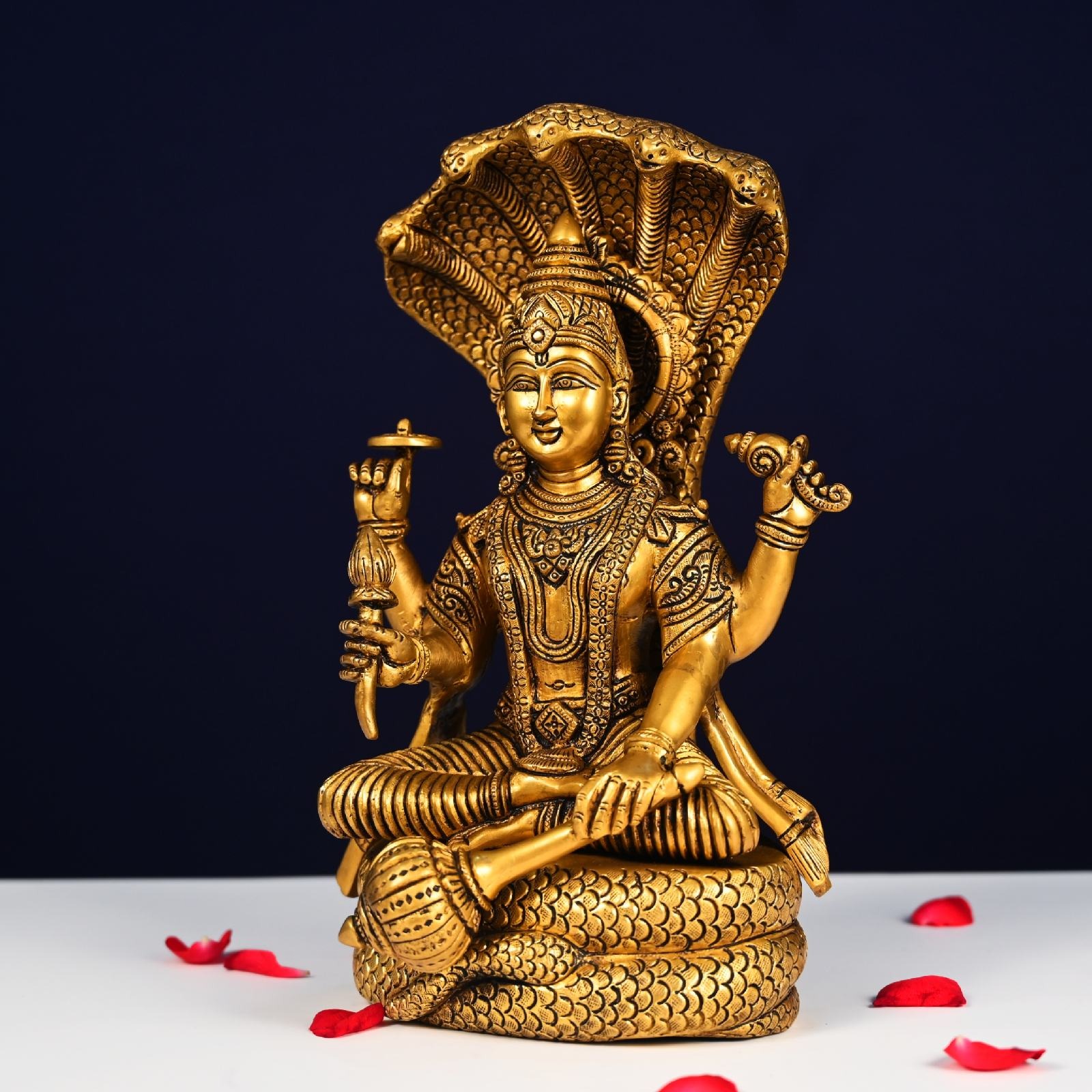 Brass Vishnu Narayan Murti Sitting On Shesnaga