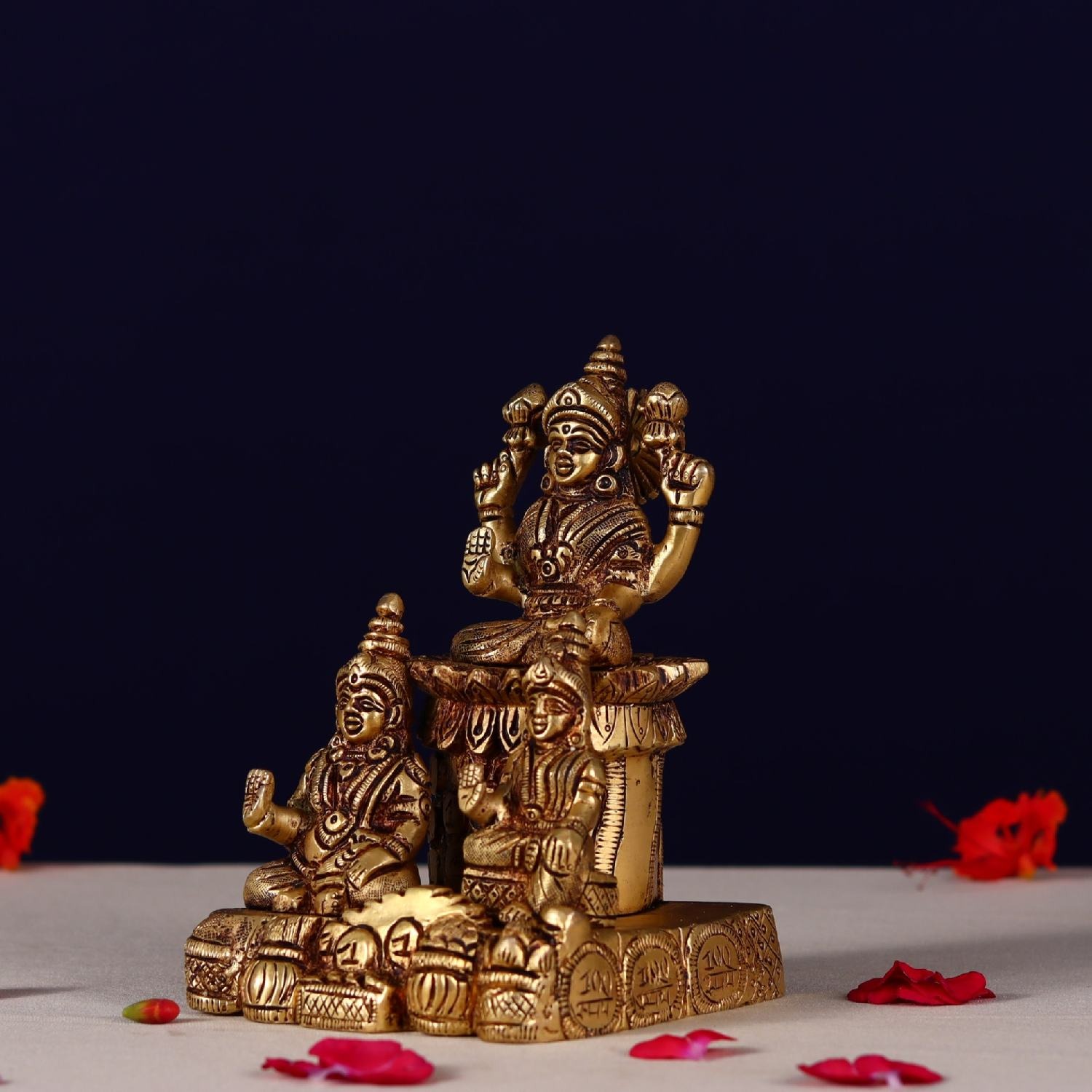 Brass Lakshmi Kuber Idol With Chitralekha