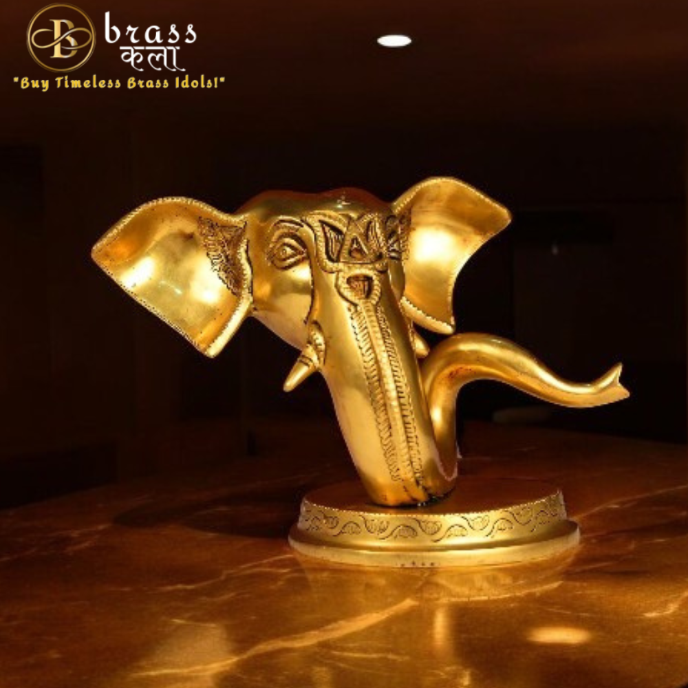Brass Ganesha Face Table Top Statue