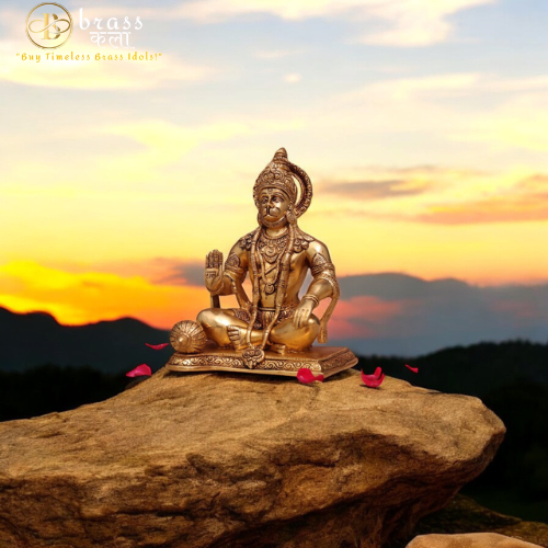 Brass blessing hanuman idol height 9 inch