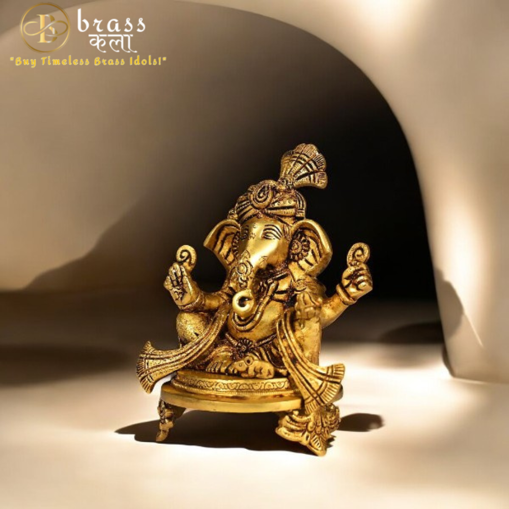 Brass Pagdi Ganesh Statue