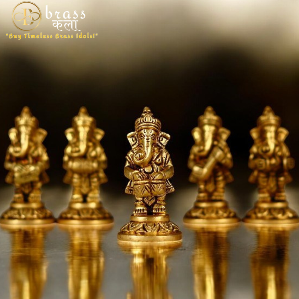 Brass Ganesh Murti Musical Set