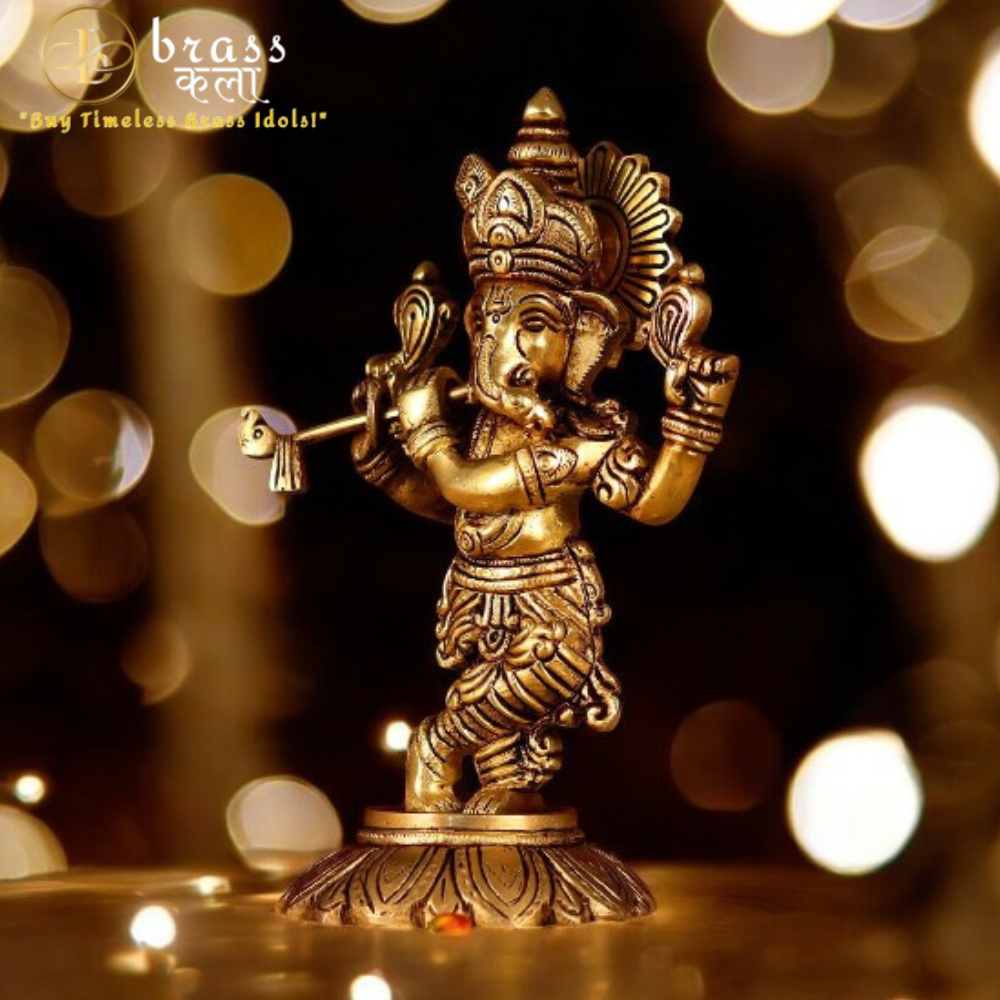 Brass Bansi Ganesh Idol