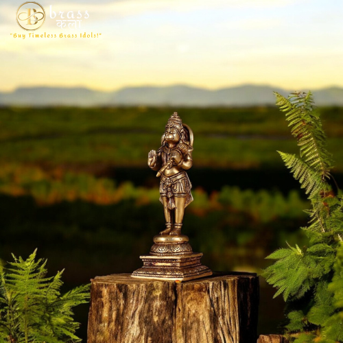 Brass Hanuman Idol On Standing Position