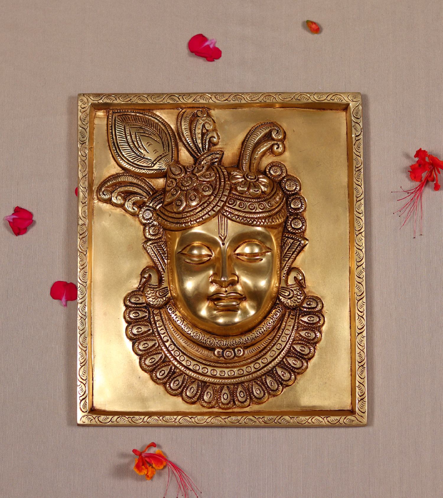Wall Hanging Brass Shreenath Ji Idol