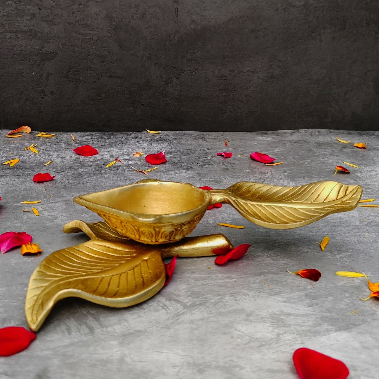Brass Leaf Diya