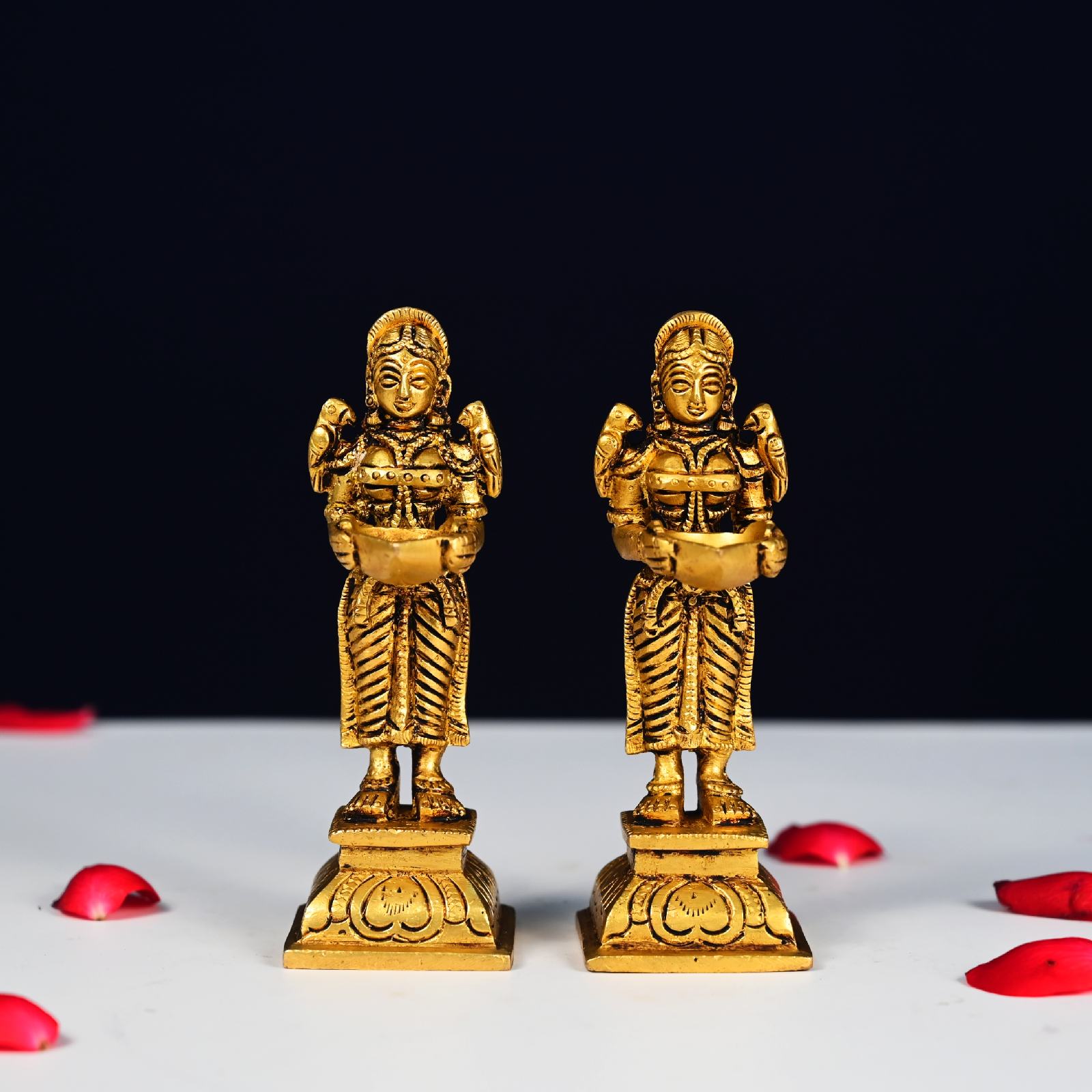 Brass Diya Lady Pair