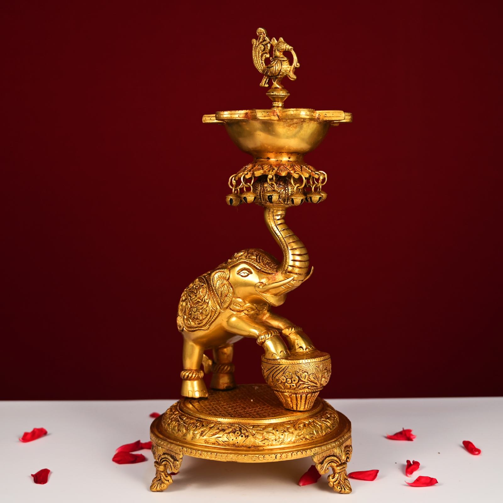 Brass Elephant Peacock Diya