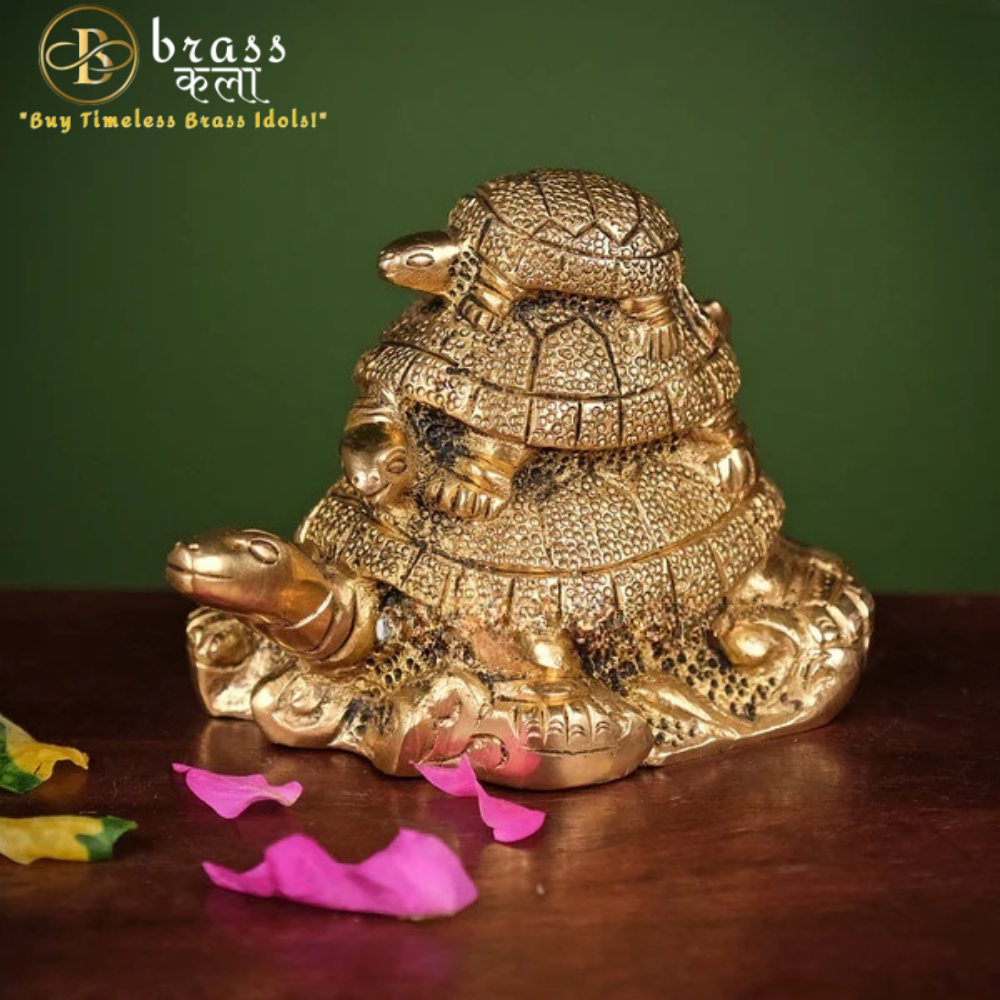 Brass Tortoise Vastu Family for Protection, Good Luck and Longevity