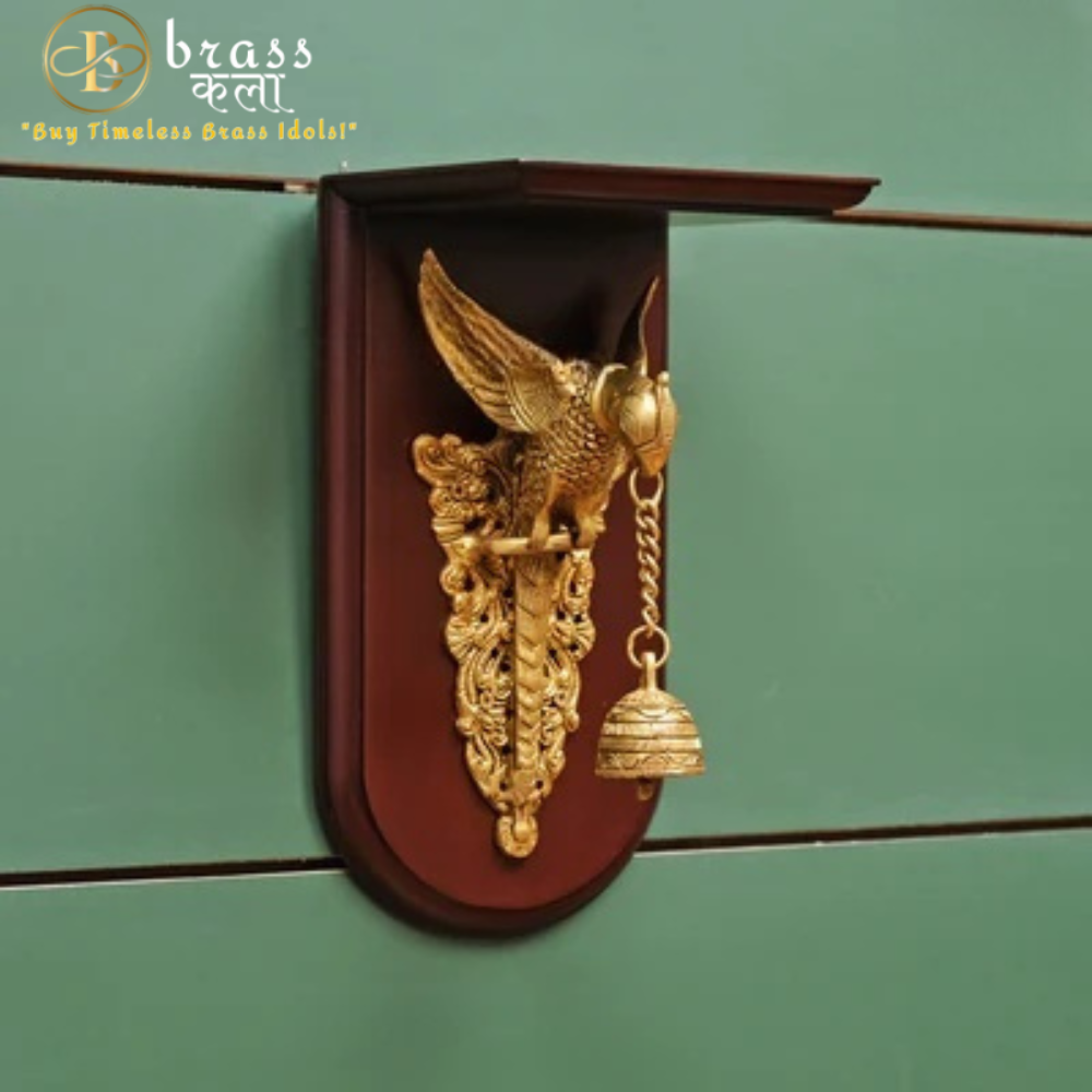 Brass Parrot Wall Hanging with Bell