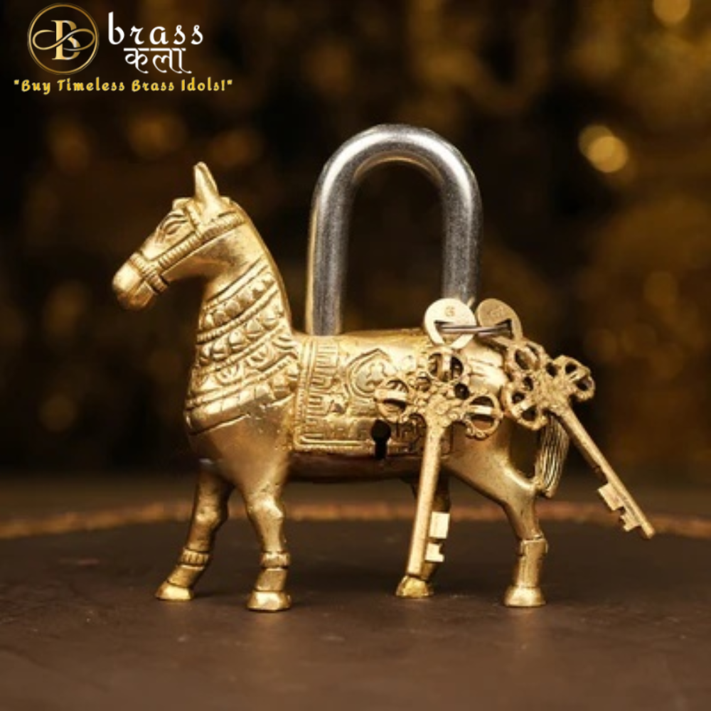 Brass Horse Lock with keys