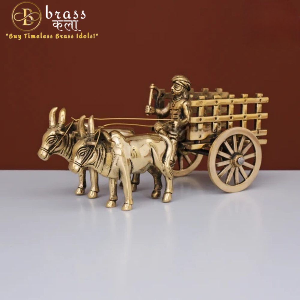 Brass Rural Bullock Cart Showpiece