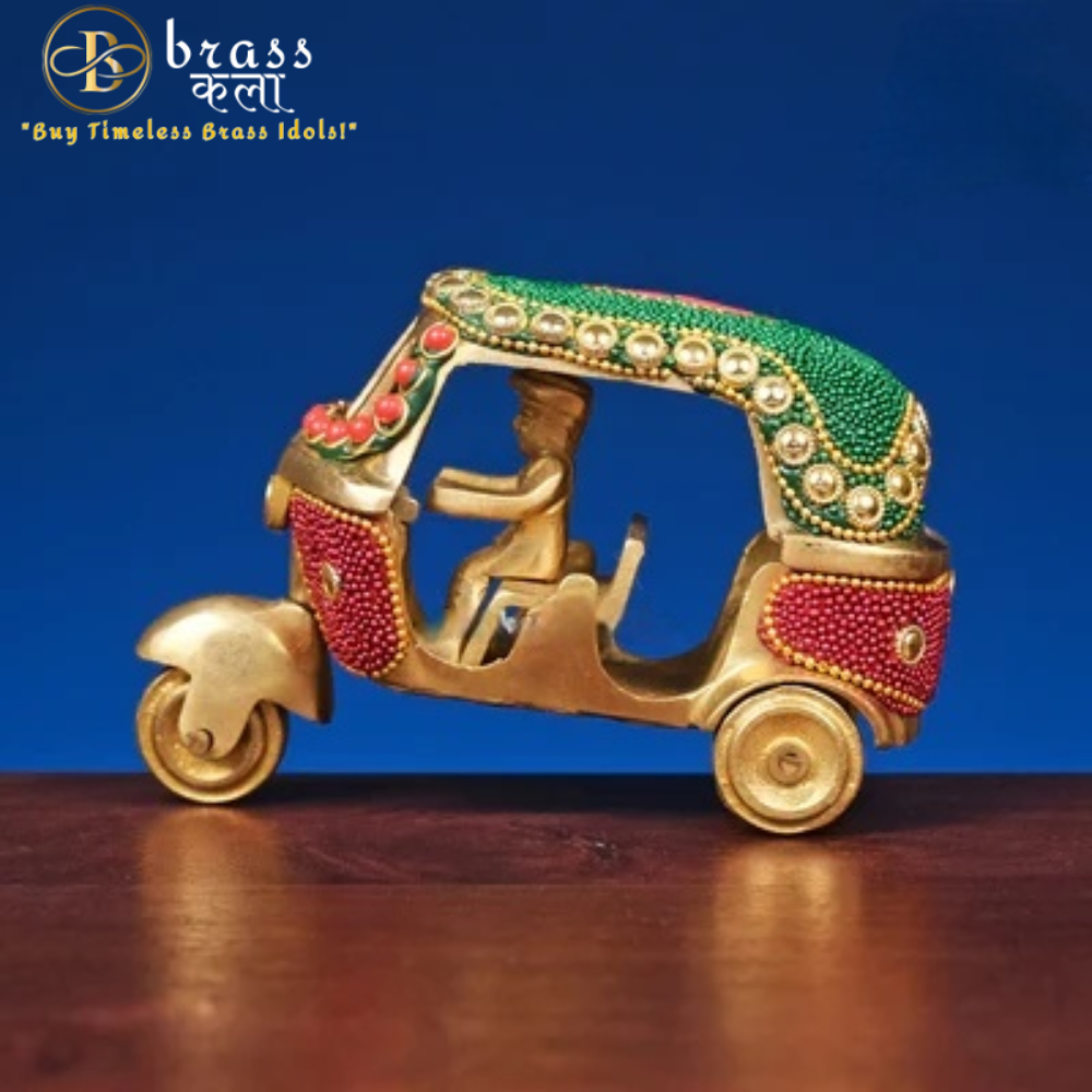 Decorative Brass Auto Rickshaw with Inlay Work