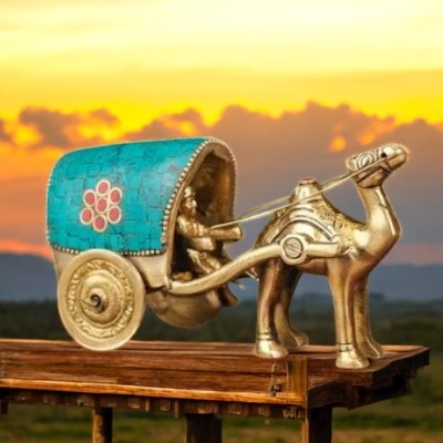 Brass Stone Work Camel Cart