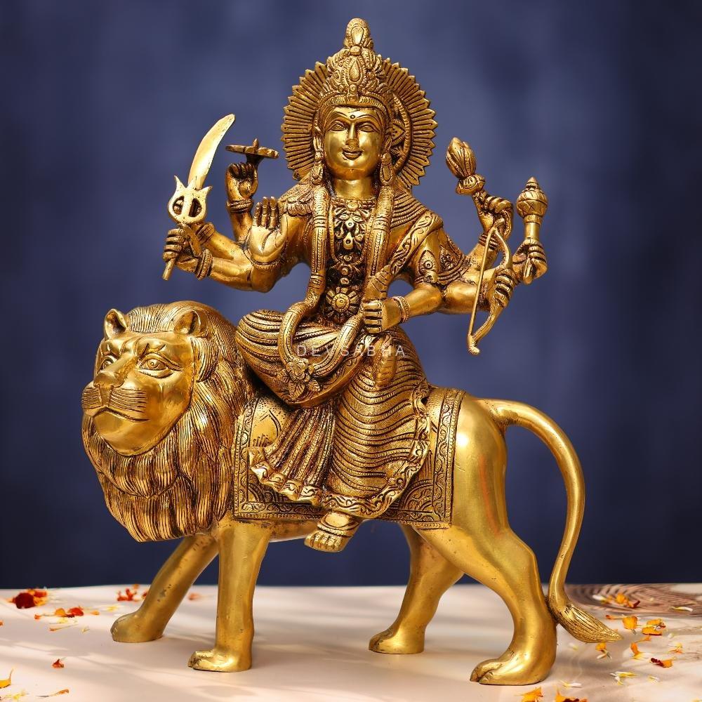 Brass Durga Idol Beautiful Hindu Goddess Statue For Decor