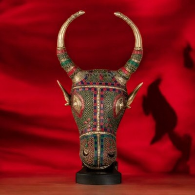 Nandi Mask with Stonework in Brass