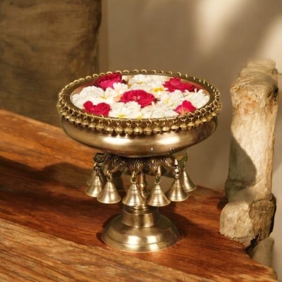 Brass Urli Bowl with Stand and Ghungroo