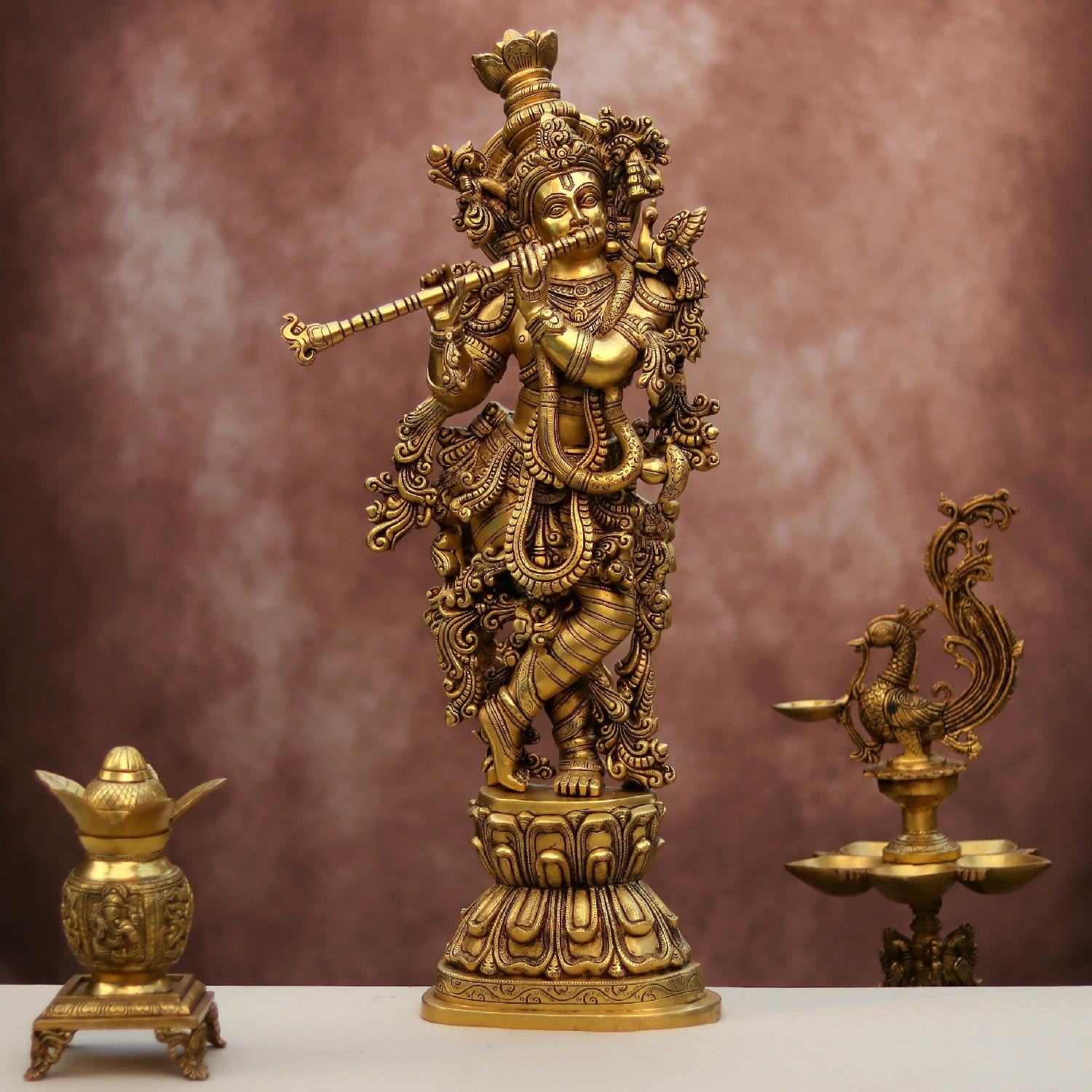 Super Fine Brass krishna Statue