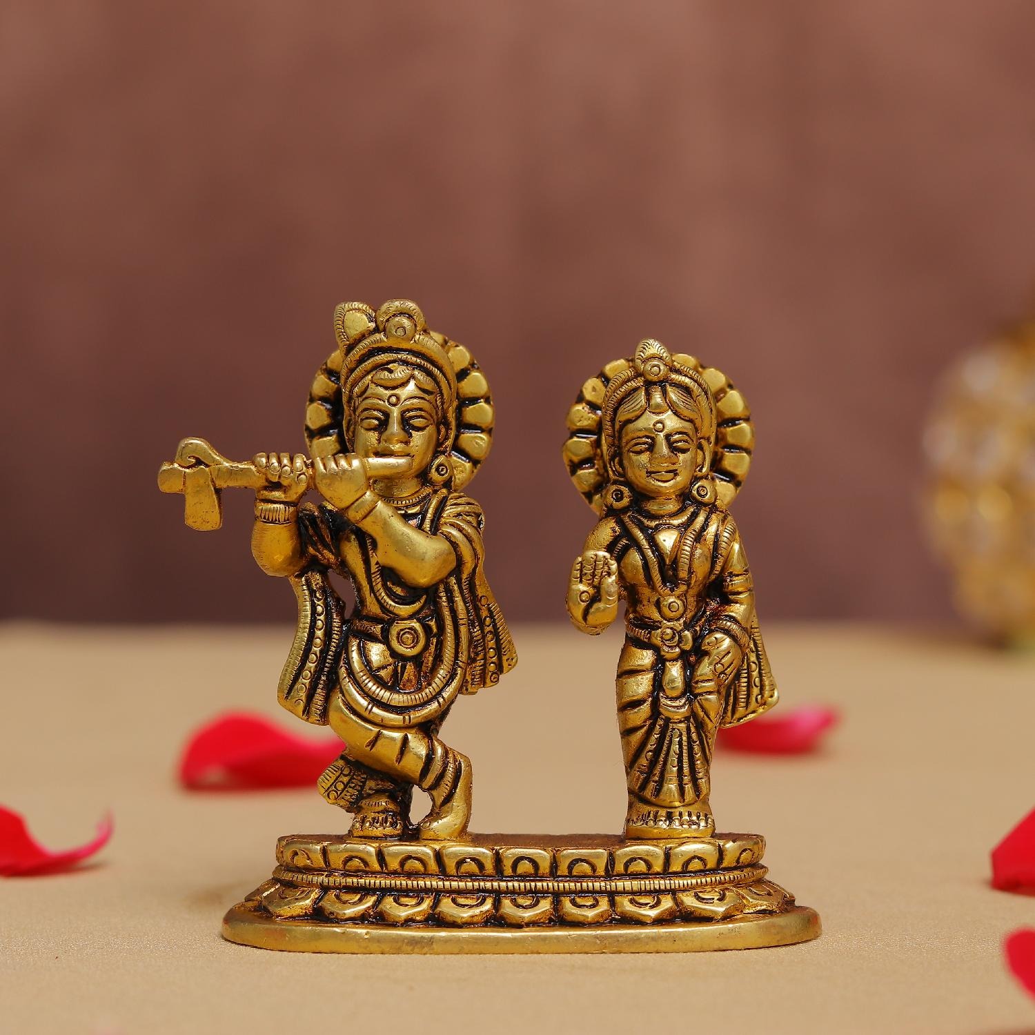 Small Size Brass Radha Krishna Murti