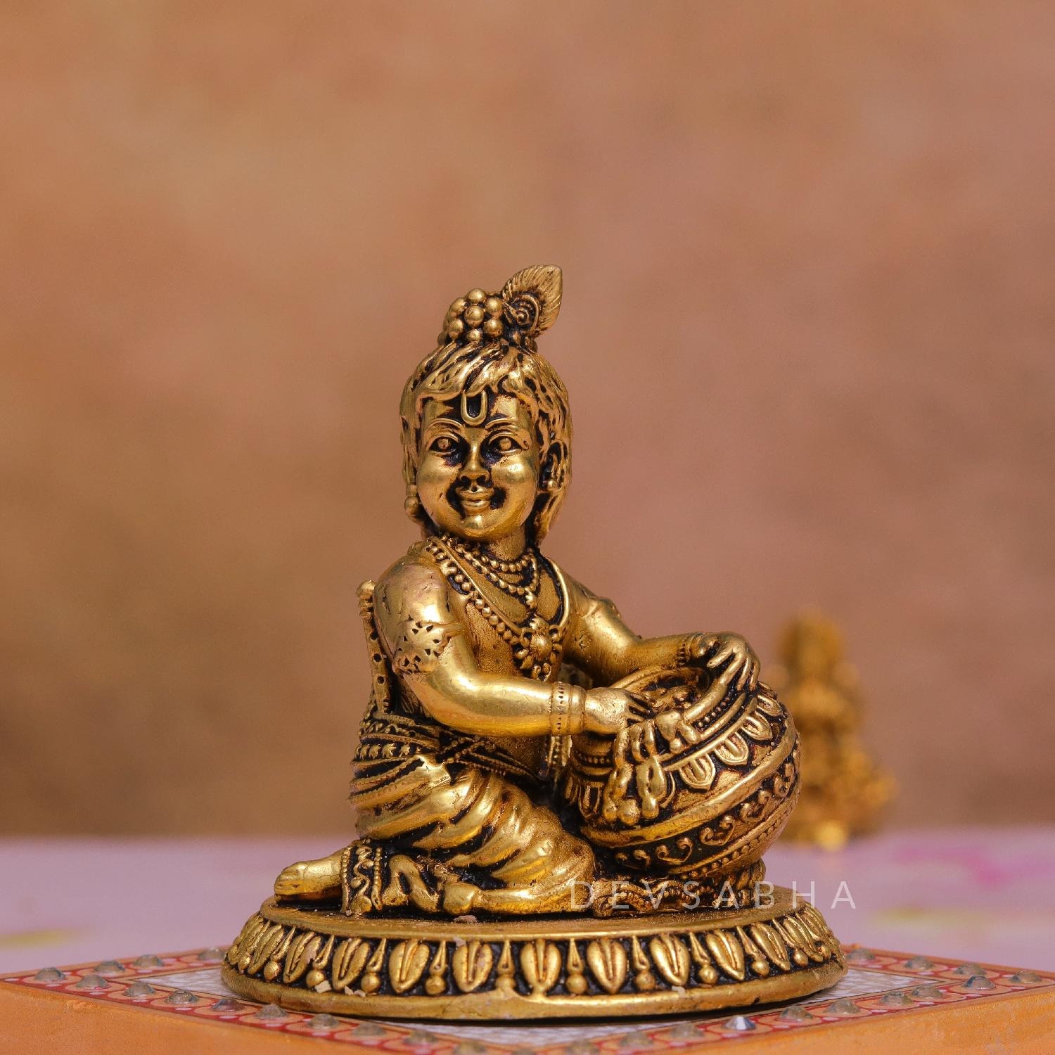 Super Fine Brass Makhan Krishna Statue