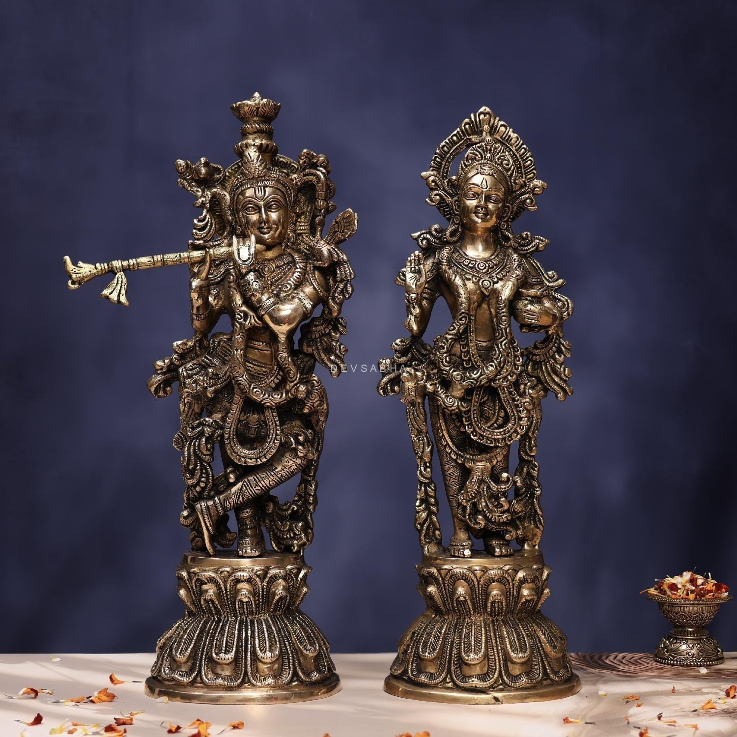 Antique Radha Krishna Brass Idol