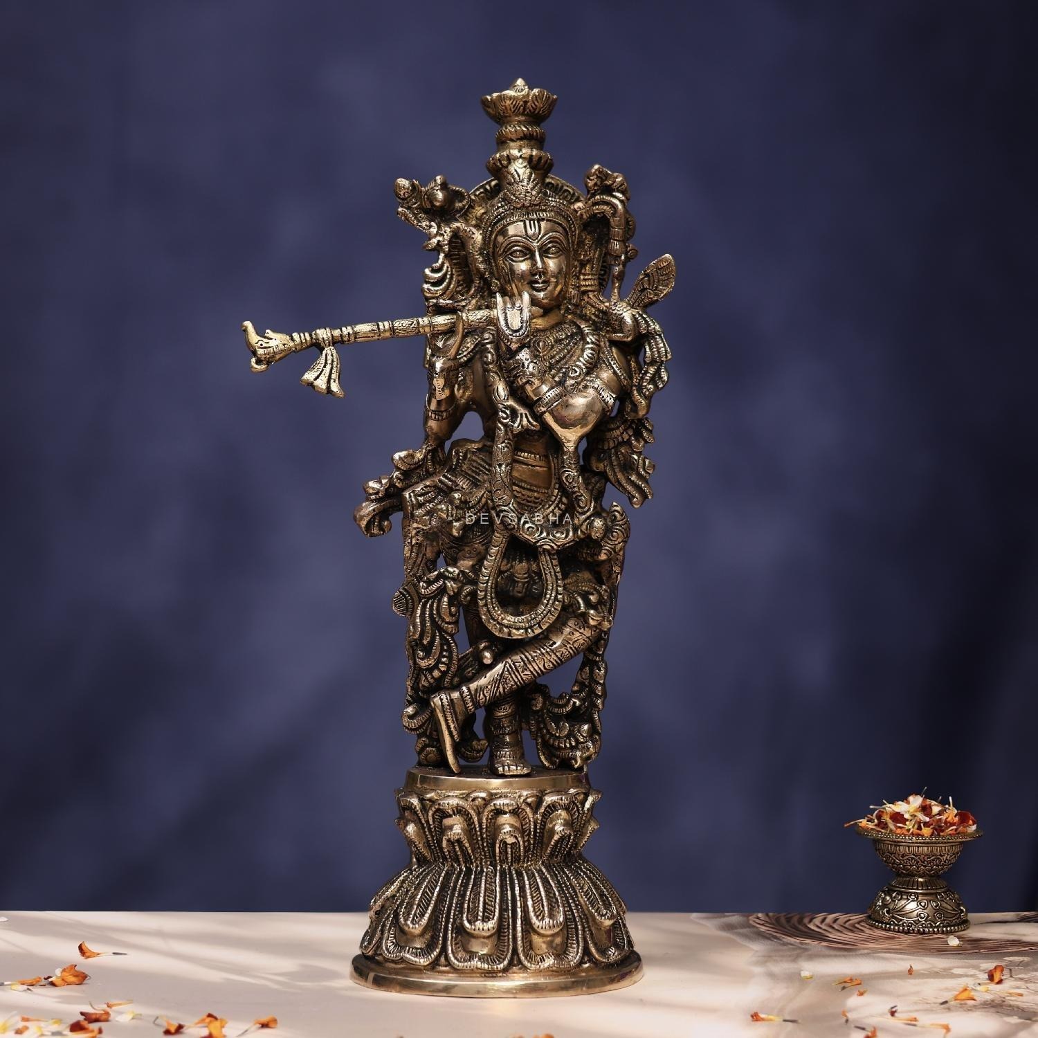 Antique Brass Krishna Idol
