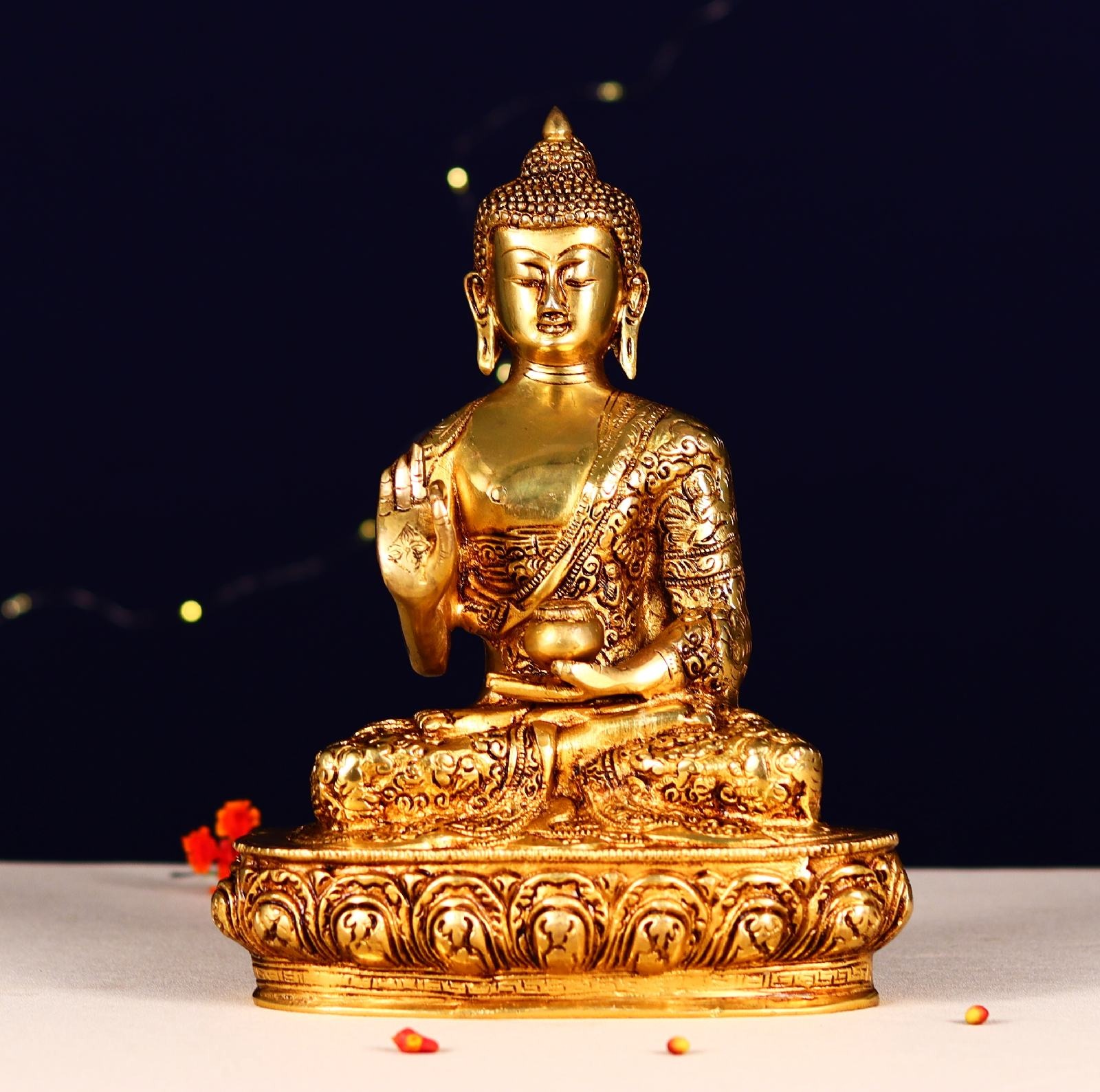 Golden Color Brass Budha Statue